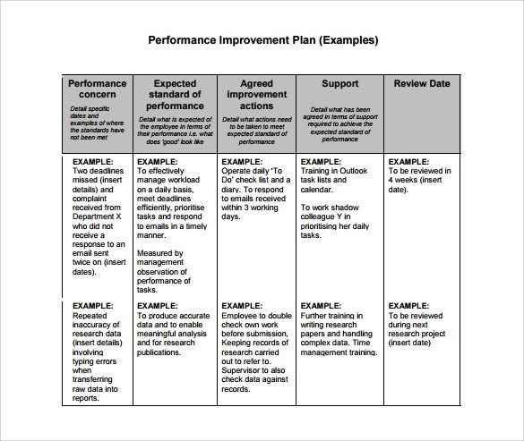 Process Improvement Plan Templates Performance Improvement Plan Template 14 Download