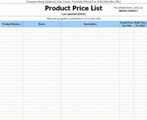 Product Price List Template 4 Price List Templates Excel Pdf formats