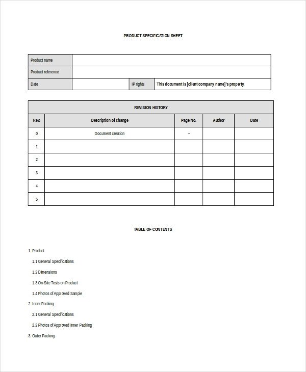 Product Spec Sheet Template 33 Sheet Templates Free Sample Example format