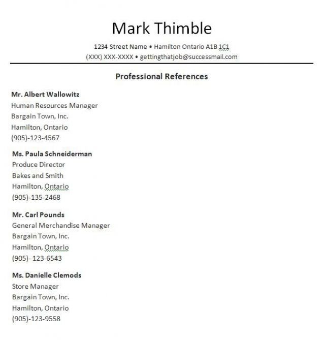 Professional Reference List Template Professional Reference List Template Word