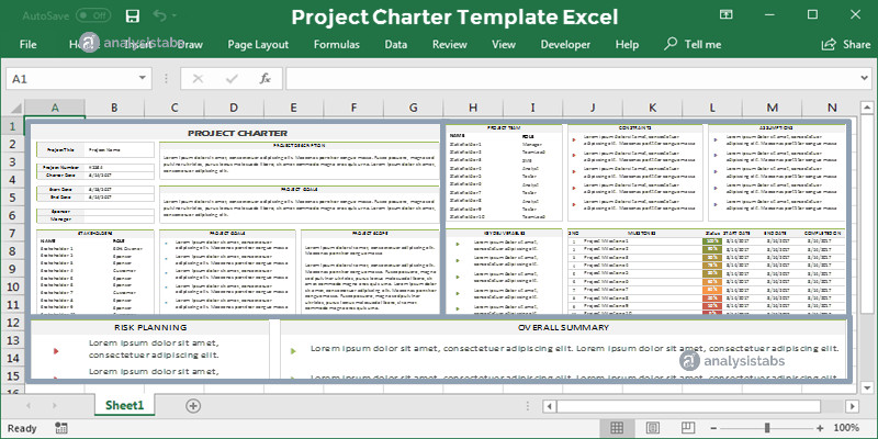 Project Charter Template Excel Project Charter Template Excel Analysistabs Innovating