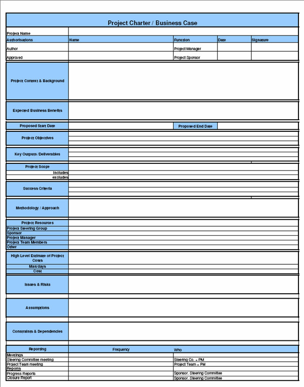 Project Charter Template Excel Project Charter Templates