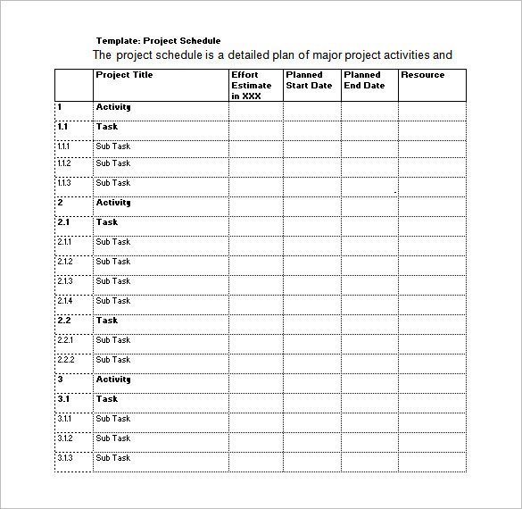 Project Management Schedule Template 7 Project Management Schedule Templates Docs Excel