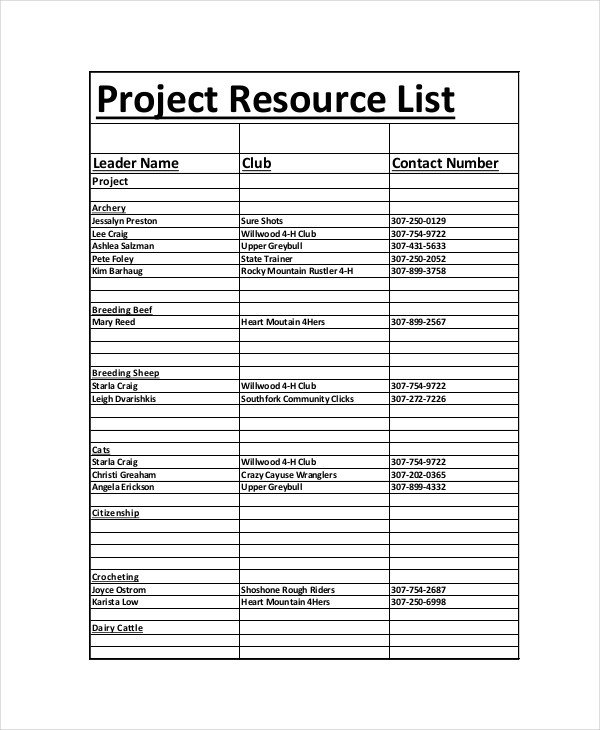 Project Management Task List Template 8 Project List Templates Free Sample Example format