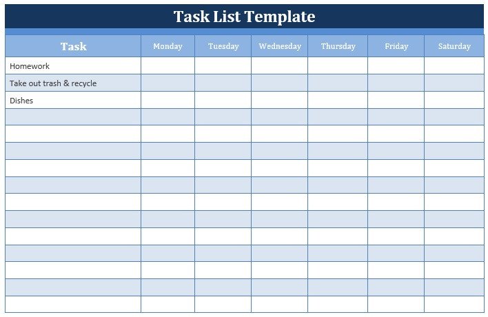 Project Management Task List Template Task List Templates – Microsoft Word Templates
