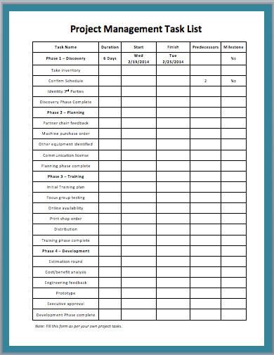 Project Management Task List Template Template Printable Gallery Category Page 18