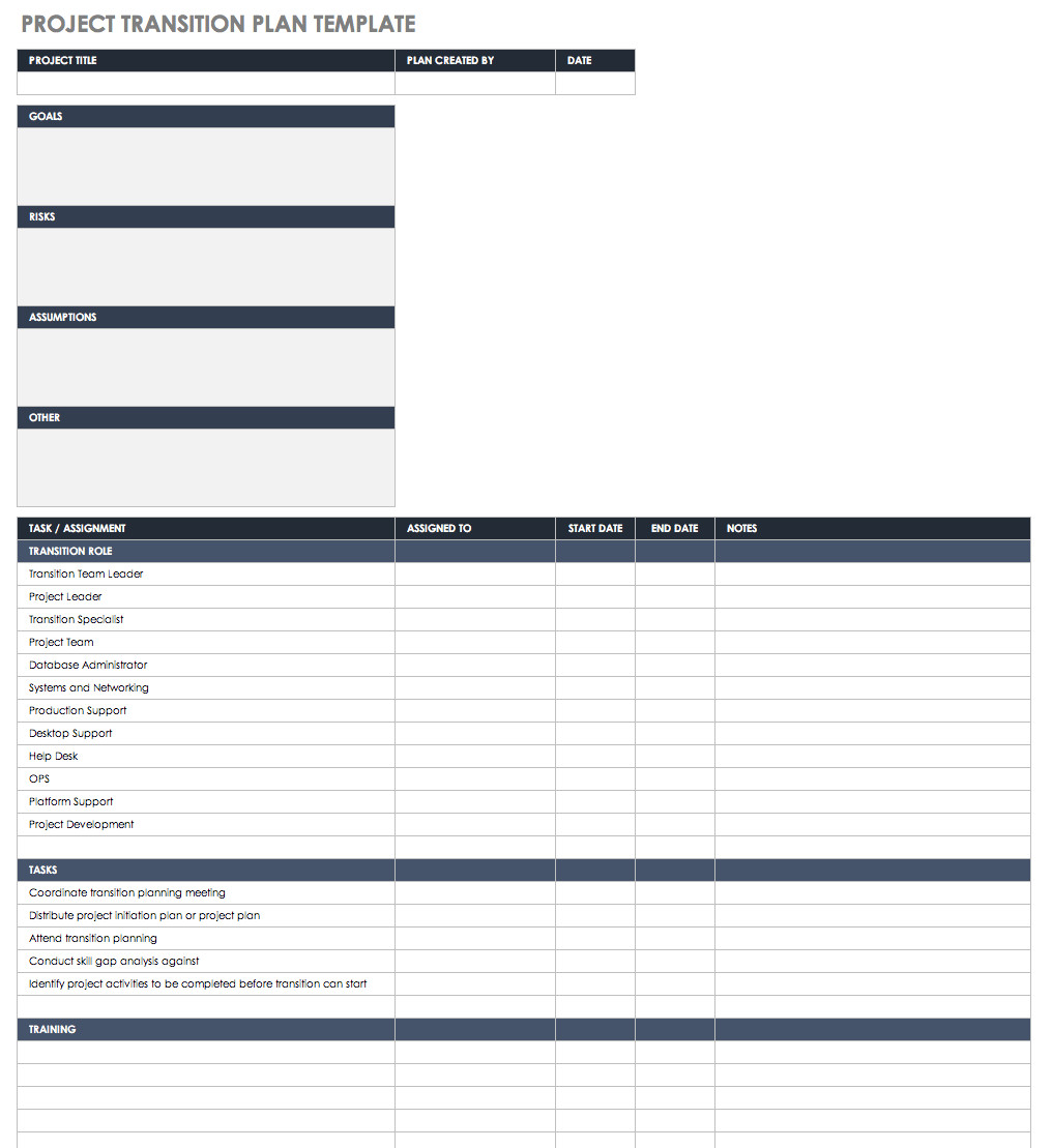 Project Transition Plan Template Free Business Transition Plan Templates