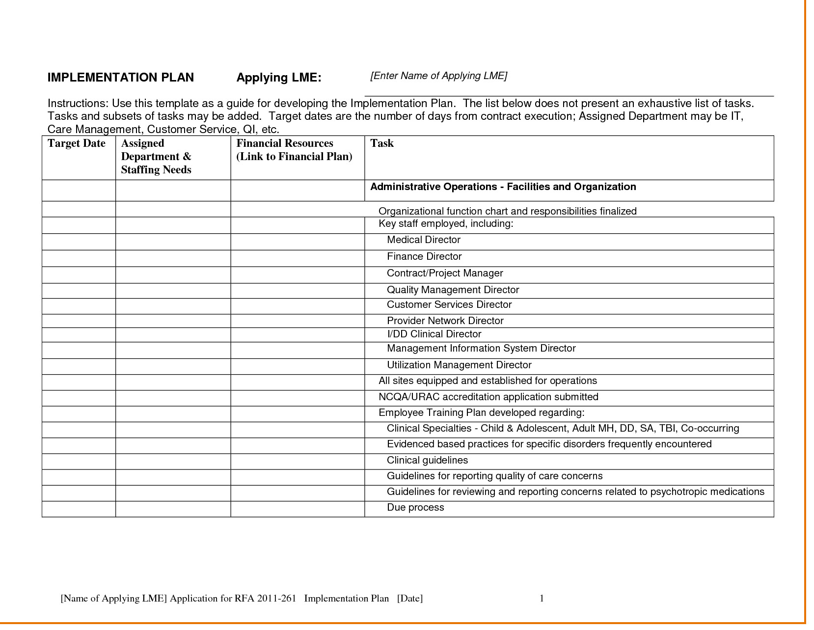 Project Transition Plan Template Transition Plan Template