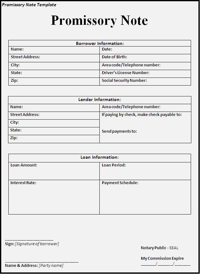 Promissory Note Template Florida Promissory Note form