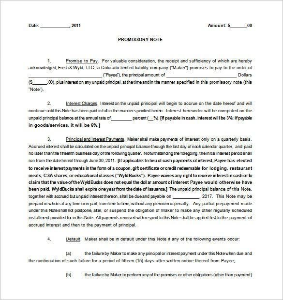 Promissory Note Template Word 35 Promissory Note Templates Doc Pdf