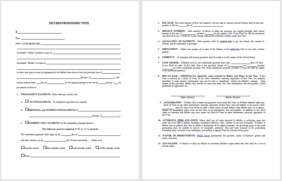 Promissory Note Template Word 43 Free Promissory Note Samples & Templates Ms Word and