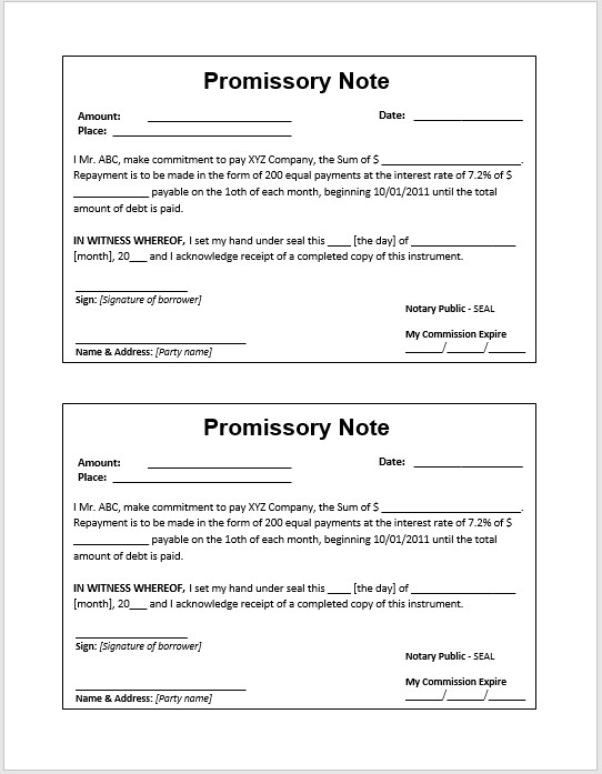 Promissory Note Template Word 43 Free Promissory Note Samples &amp; Templates Ms Word and