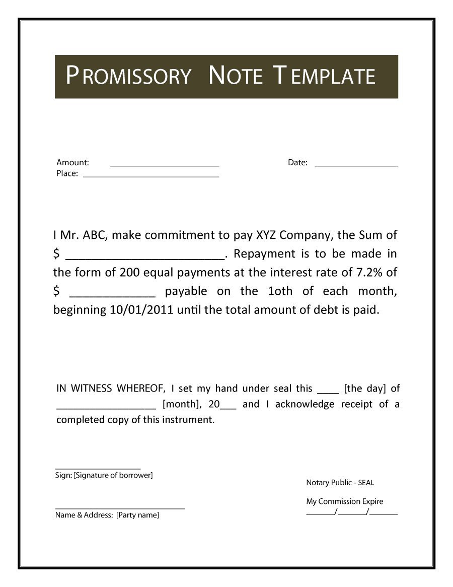 Promissory Note Template Word 45 Free Promissory Note Templates & forms [word & Pdf]