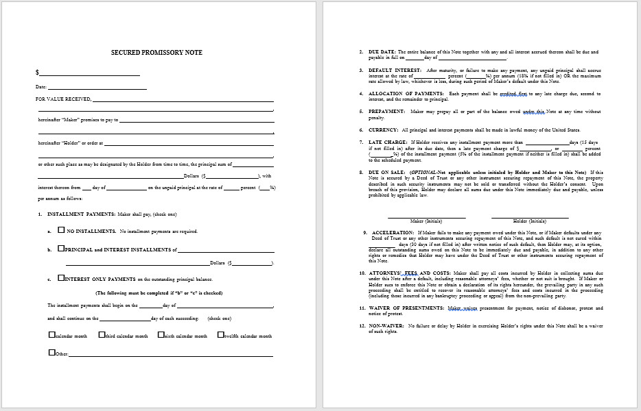 Promissory Note Word Template 43 Free Promissory Note Samples &amp; Templates Ms Word and
