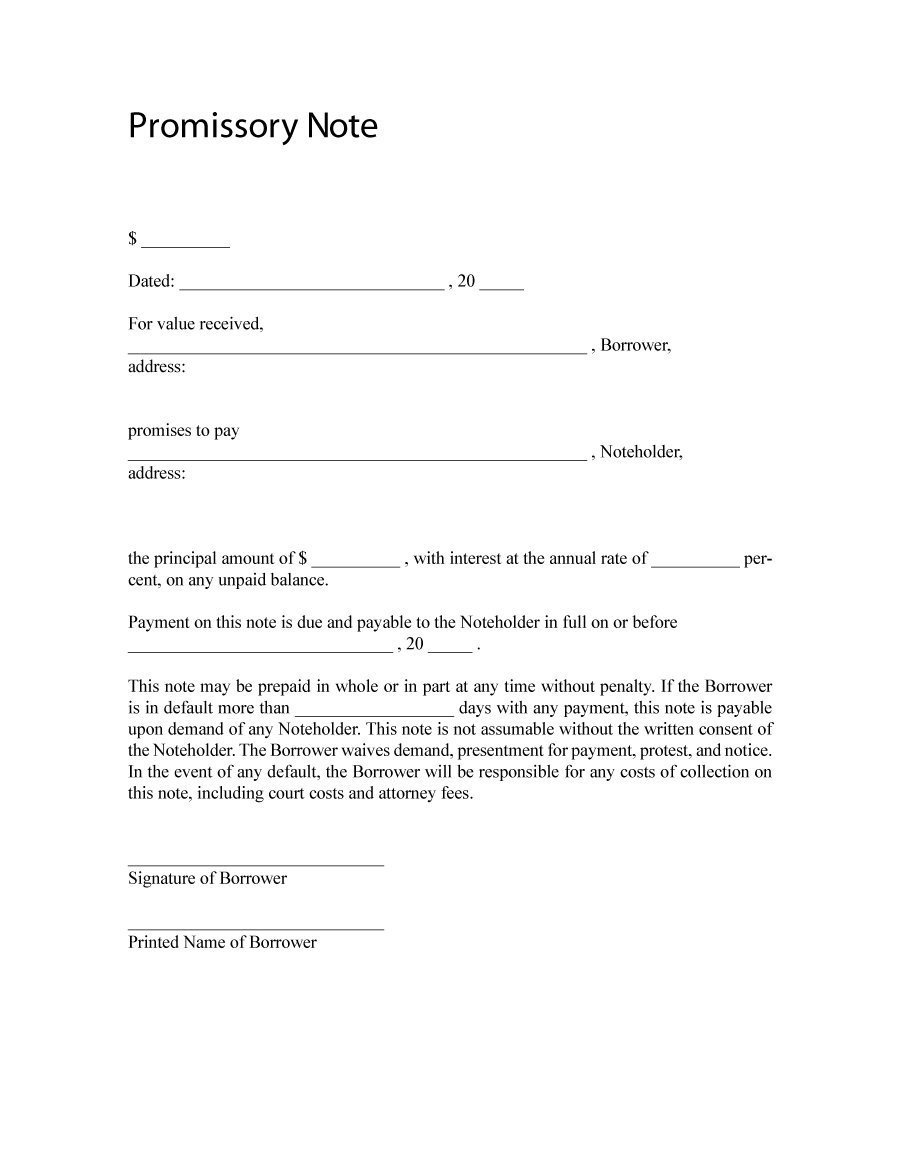 Promissory Note Word Template 45 Free Promissory Note Templates &amp; forms [word &amp; Pdf]