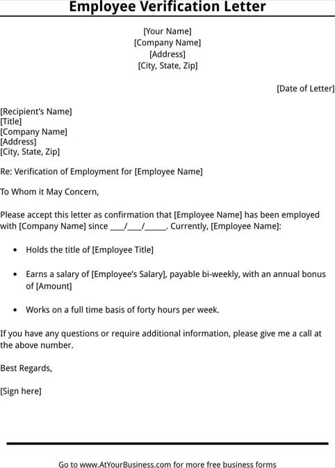 Proof Of Employment Letter Template 11 Employee Verification Letter Examples Pdf Word