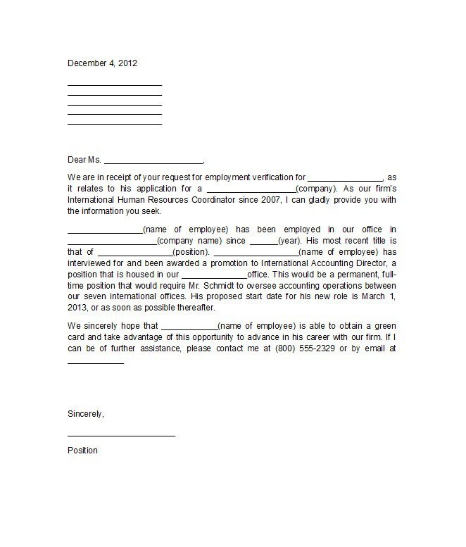 Proof Of Employment Letter Template 40 Proof Of Employment Letters Verification forms &amp; Samples