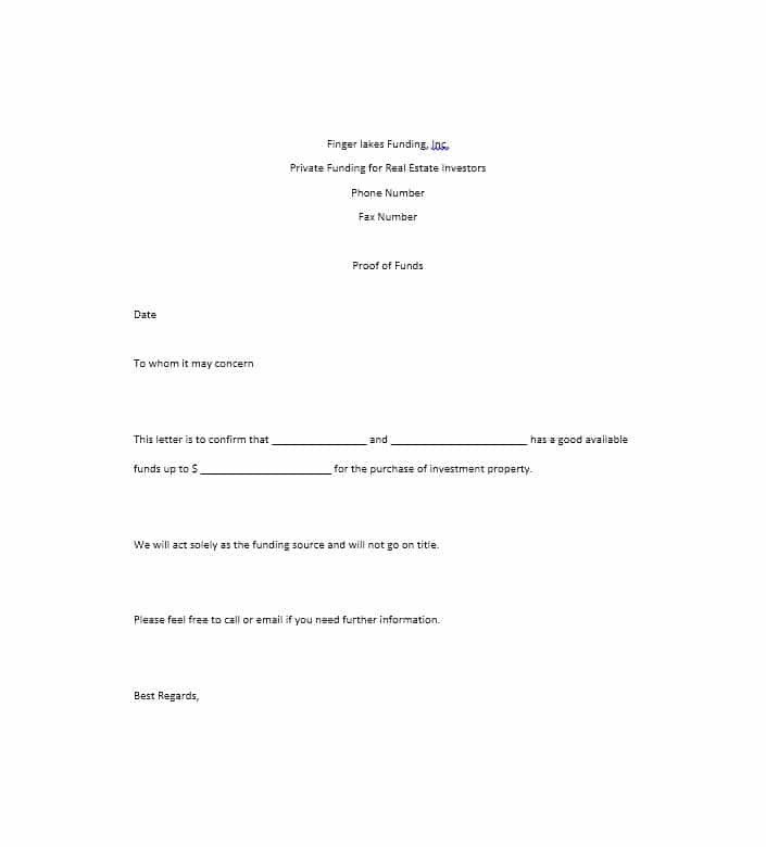 Proof Of Payment Letter 25 Best Proof Of Funds Letter Templates Template Lab