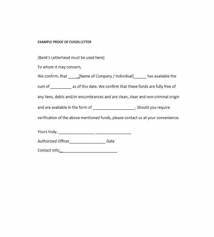 Proof Of Payment Letter 25 Best Proof Of Funds Letter Templates Template Lab