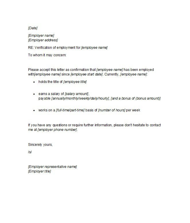 Proof Of Payment Letter 40 Proof Of Employment Letters Verification forms & Samples