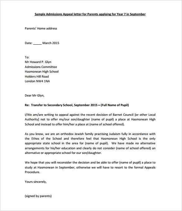 Provider Appeal Letters Sample 17 Appeal Letter Templates Free Sample Example format