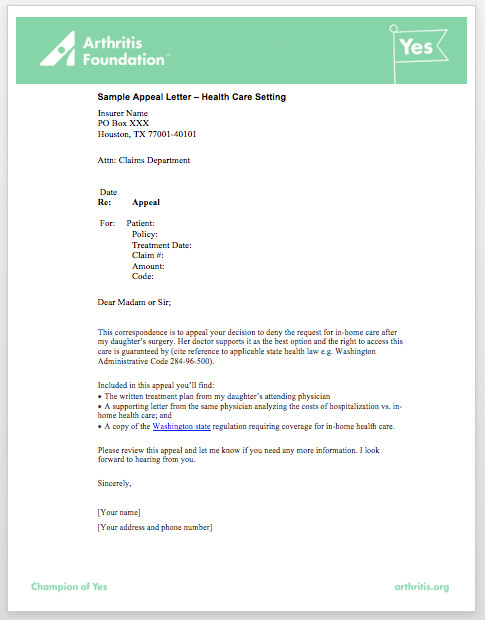 Provider Appeal Letters Sample Sample Appeal Letters Access to Care toolkit