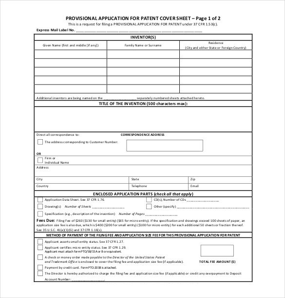 Provisional Patent Application Template Patent Application Template – 12 Free Word Pdf Documents