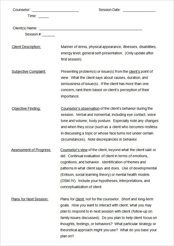 Psychiatric soap Note Template 6 soap Note Templates Free Word Documents Download
