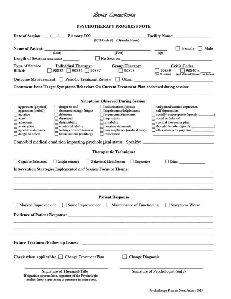 Psychotherapy Progress Note Template 43 Progress Notes Templates [mental Health Psychotherapy