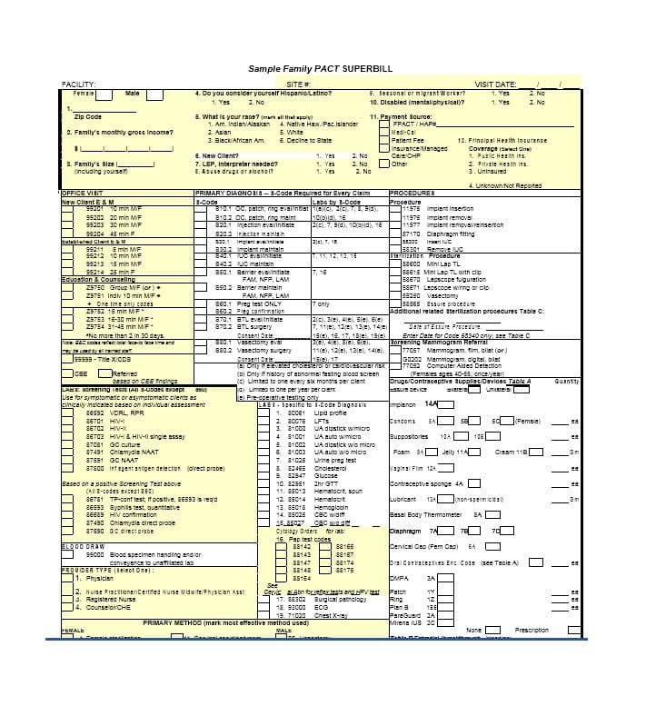 Psychotherapy Superbill Template 49 Superbill Templates Family Practice Physical therapy