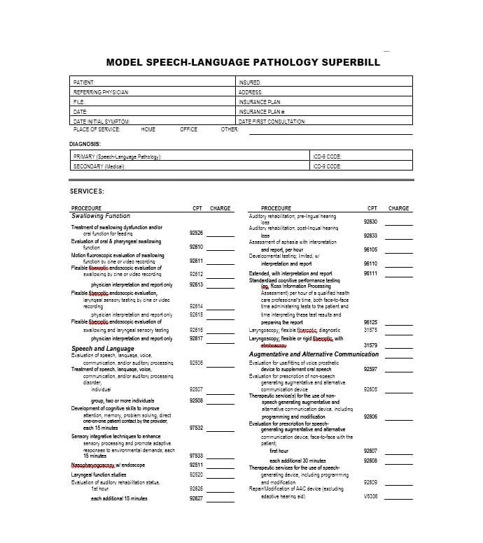 Psychotherapy Superbill Template 49 Superbill Templates Family Practice Physical therapy