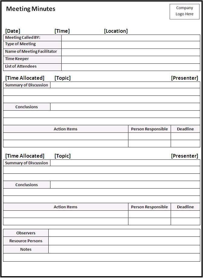 Pto Meeting Minutes Template Meeting Minutes Template 672×917 Pixels