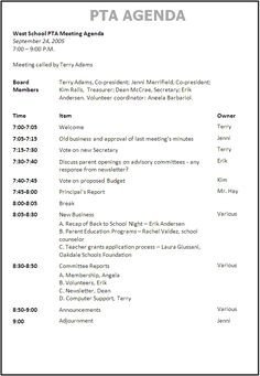 Pto Meeting Minutes Template Pto On Pinterest