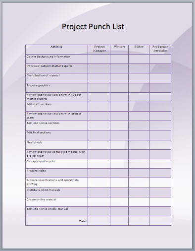 Punch List Template Excel Punch List form – Emmamcintyrephotography