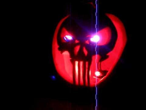 Punisher Skull Pumpkin Punisher Halloween Pumpkin Flashing Lights