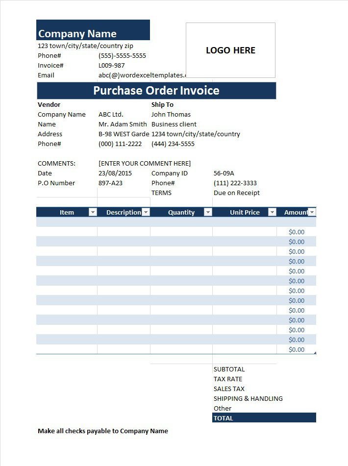 Purchase order Template Excel 39 Free Purchase order Templates In Word &amp; Excel Free