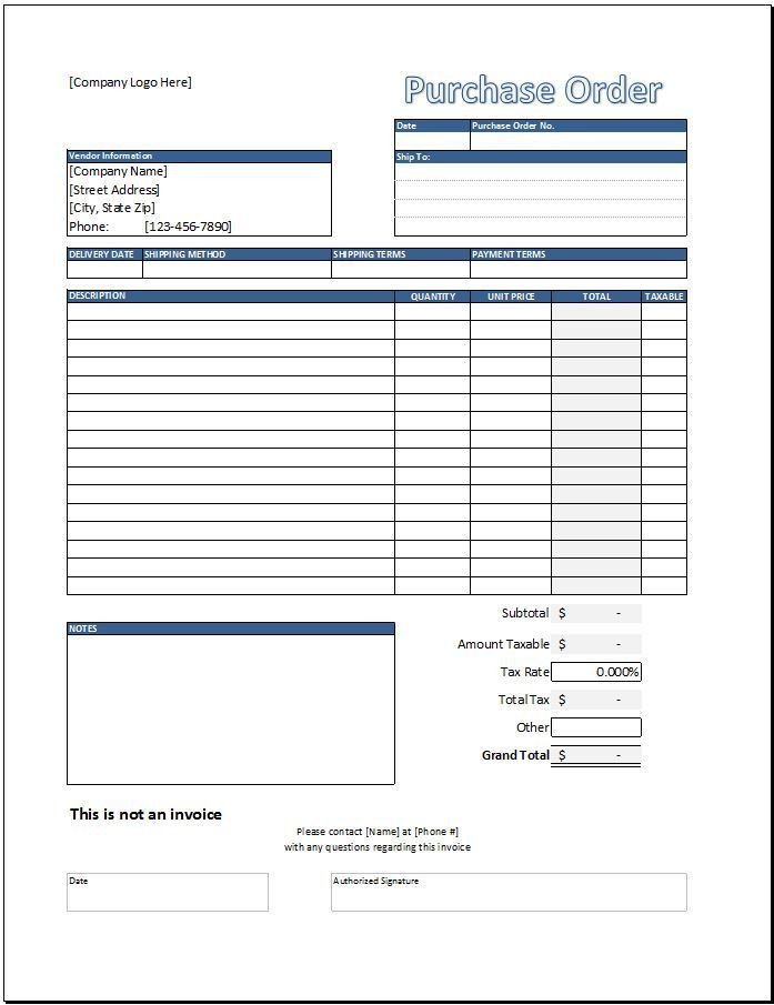 Purchase order Template Excel Purchase order Template Spreadsheetshoppe