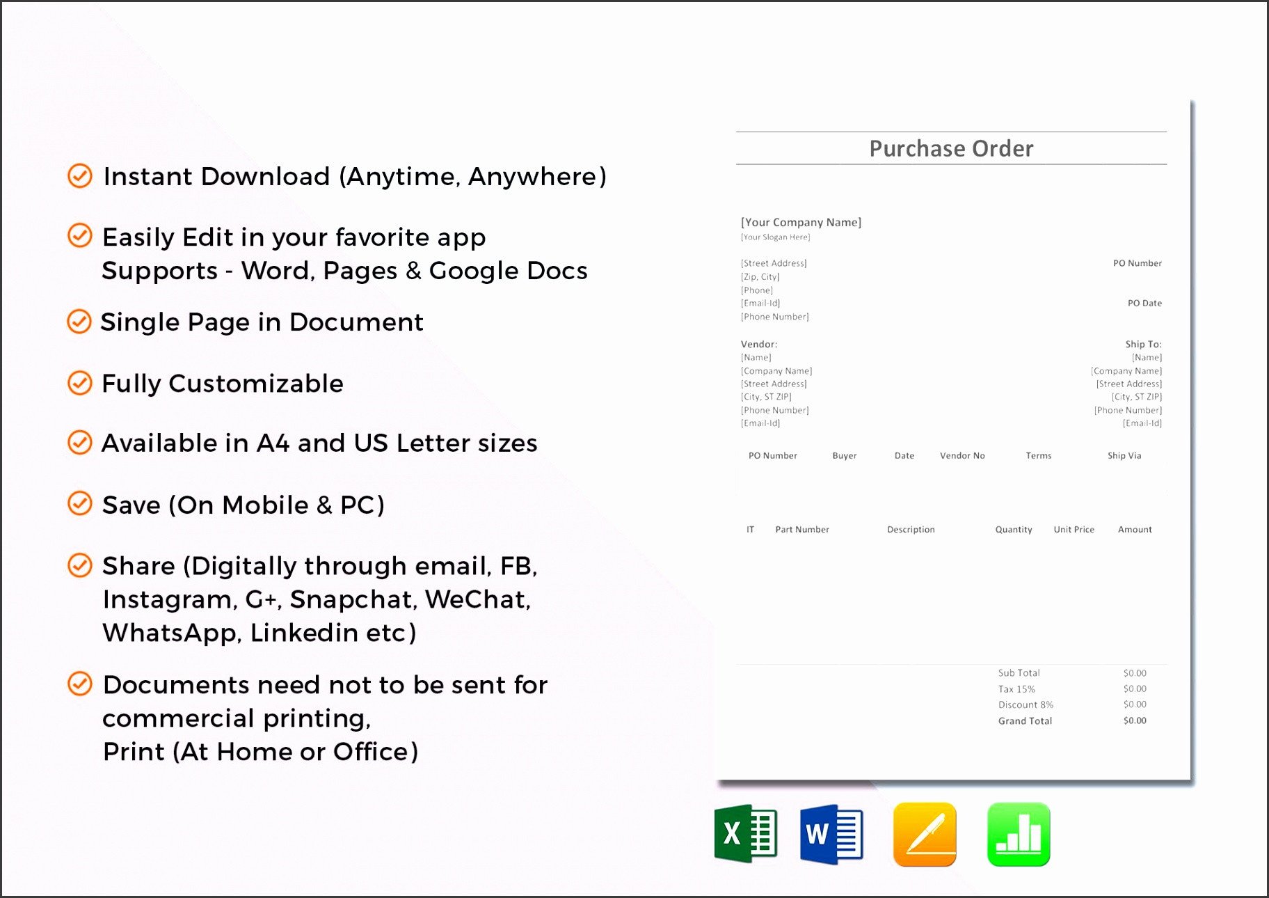 Purchase order Template Google Docs 6 Product Purchase order Template Sampletemplatess