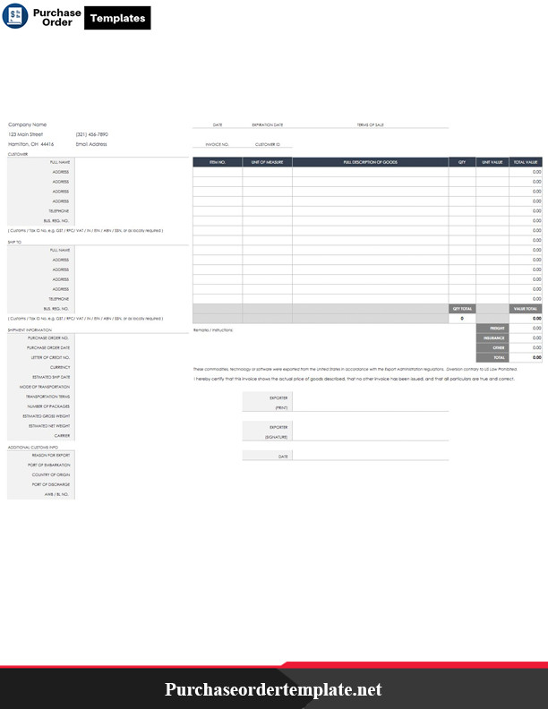 Purchase order Template Google Docs Purchase order Template