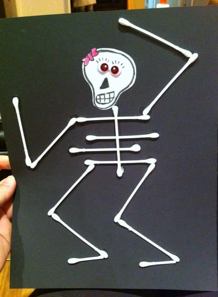 Q Tip Skeleton Head Template Fun Halloween Crafts for Kids