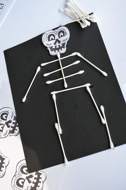 Q Tip Skeleton Head Template Q Tip Skeleton Halloween