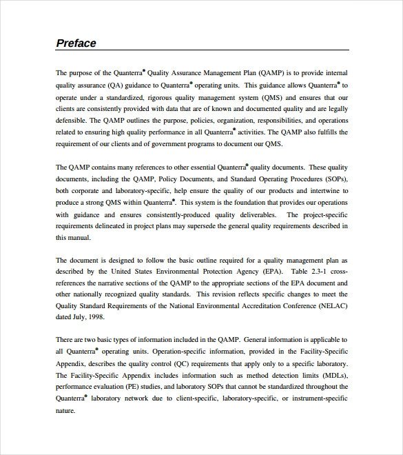 Quality assurance Plan Templates 16 Quality assurance Plan Templates Free Sample