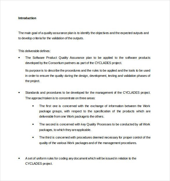 Quality assurance Plan Templates 16 Quality assurance Plan Templates Free Sample