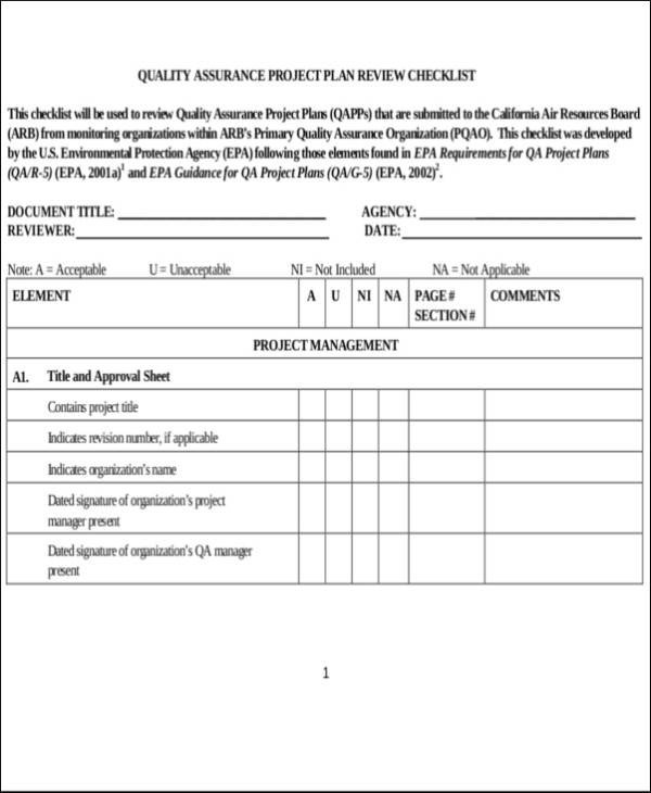Quality assurance Plan Templates 19 Quality Checklist Samples & Templates Pdf Word