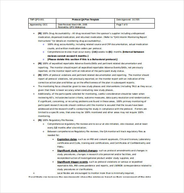 Quality assurance Plan Templates Quality assurance Plan Example – Emmamcintyrephotography