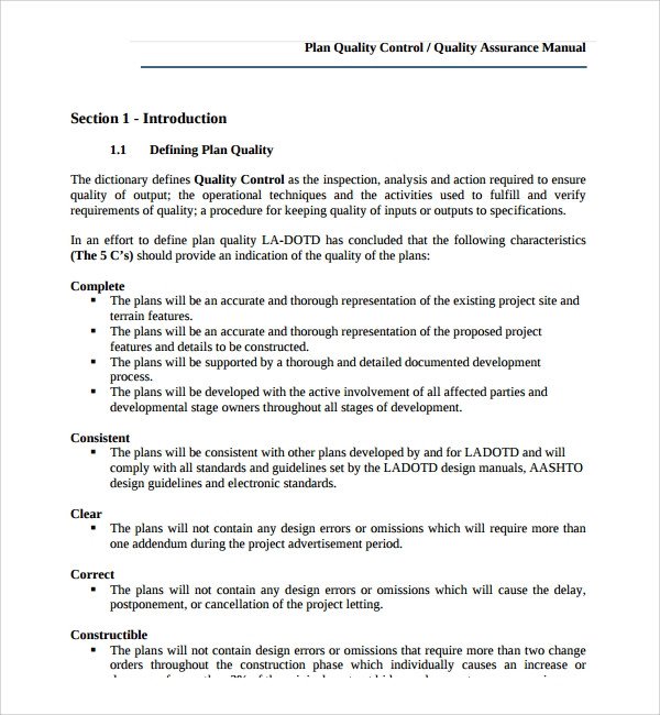 Quality Control Plans Templates Sample Quality Control Plan Template 10 Free Documents