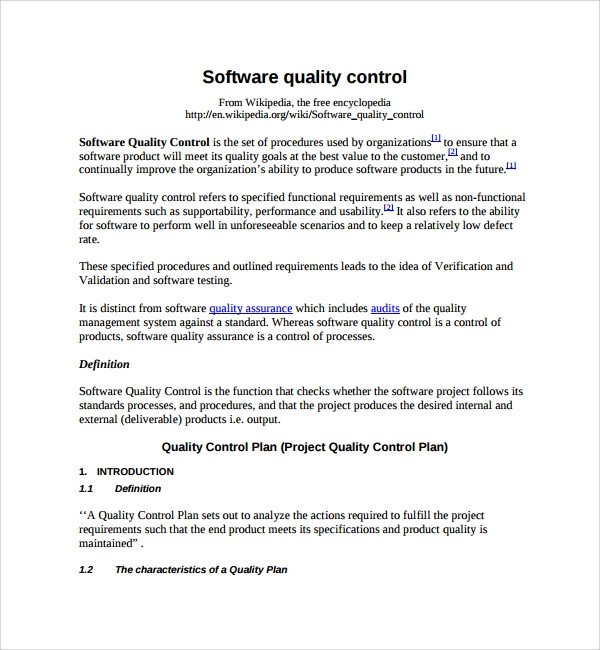 Quality Control Plans Templates Sample Quality Control Plan Template 10 Free Documents
