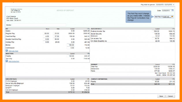 Quickbooks Check Template Word 6 Quickbooks Pay Stub Template