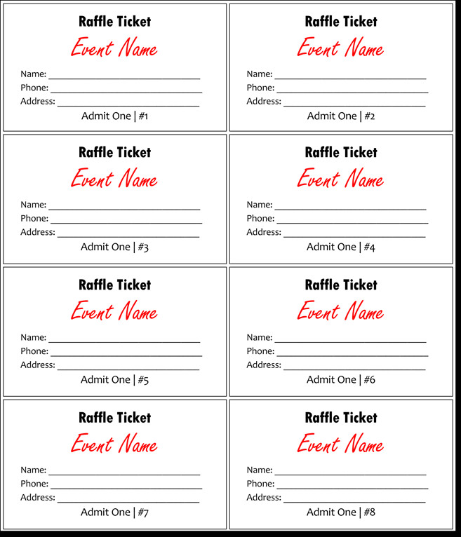 Raffle Ticket Template Excel 20 Free Raffle Ticket Templates with Automate Ticket