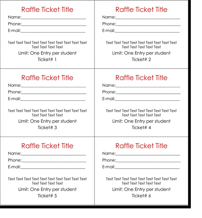 Raffle Tickets Template Word 20 Free Raffle Ticket Templates with Automate Ticket